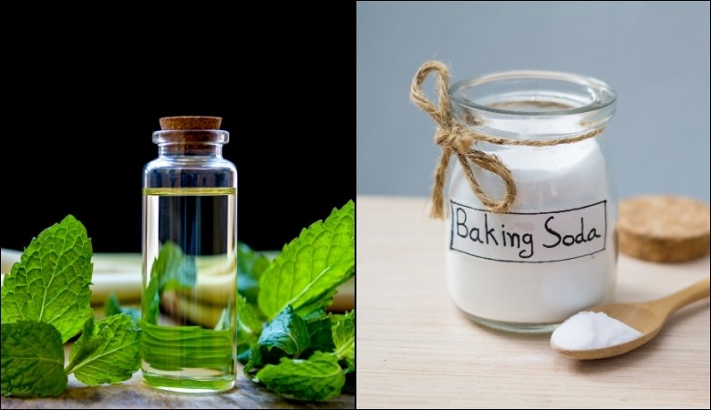 Kết hợp baking soda và tinh dầu bạc hà để làm trắng răng
