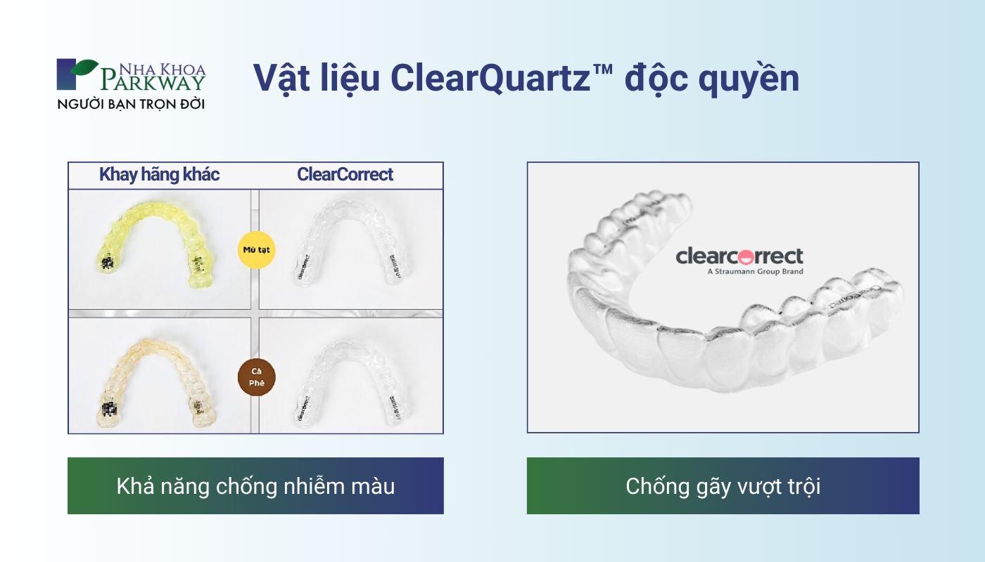 Vật liệu ClearQuart độc quyền: Có khả năng chống nhiễm màu, chống gãy khay một cách vượt trội