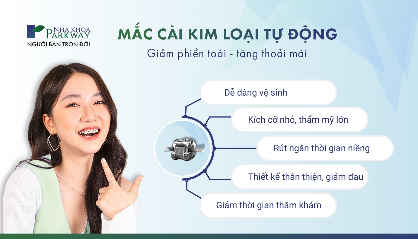 Niềng răng mắc cài kim loại tự động: Giảm phiền toái, tăng thoải mái