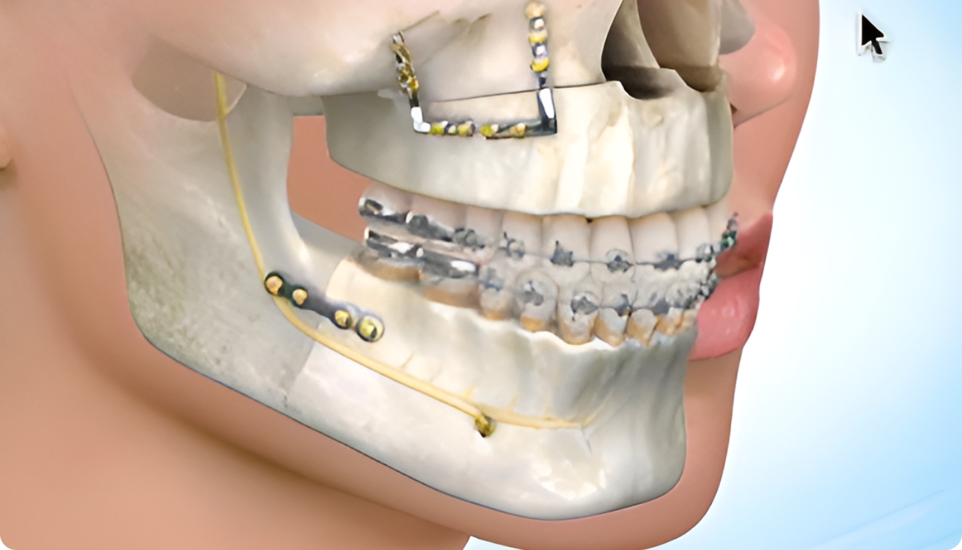 Hình ảnh kết hợp niềng răng và phẫu thuật hàm