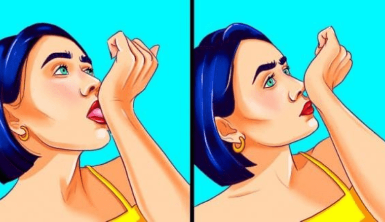 liếm cổ tay để nhận biết hôi miệng